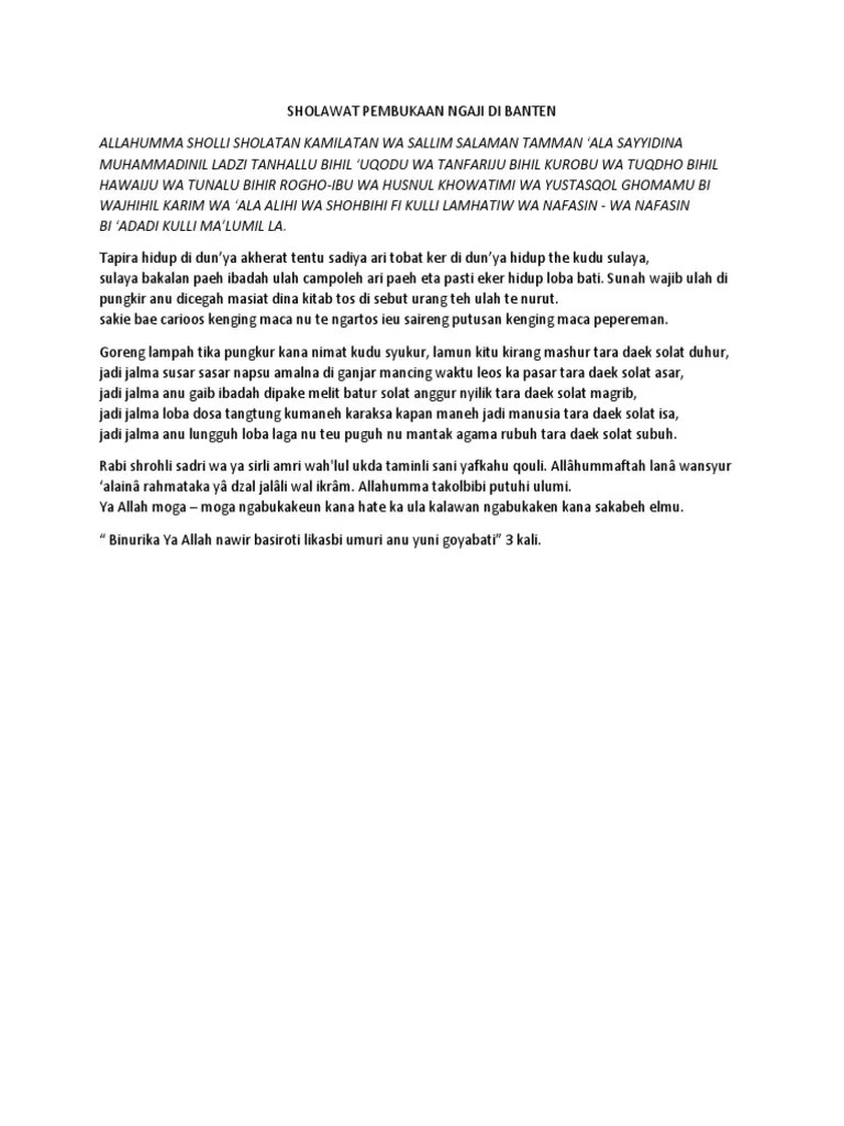 Sholawat Pembukaan Ngaji | PDF
