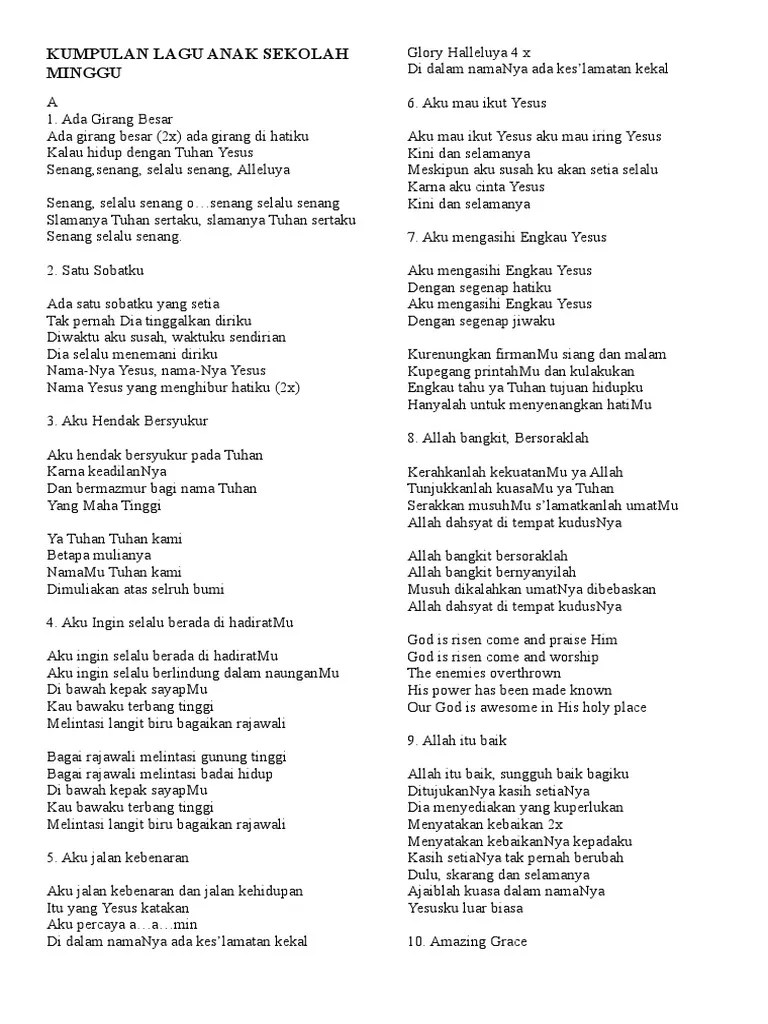 Kumpulan Lagu Anak Sekolah Minggu | PDF