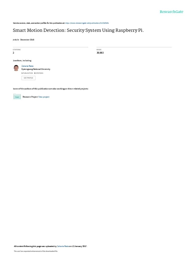 Smart Motion Detection: Security System Using Raspberry Pi.: December ...