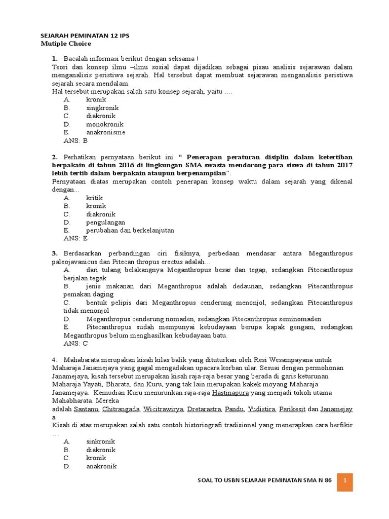 Sebagai bahan latihan berikut ini kami sajikan naskah asli soal usbnn sma (matematika peminatan) tahun 2019 yang lalu, dan juga bisa langsung di download . Kunci Jawaban Sejarah Peminatan Kelas 12 Pdf