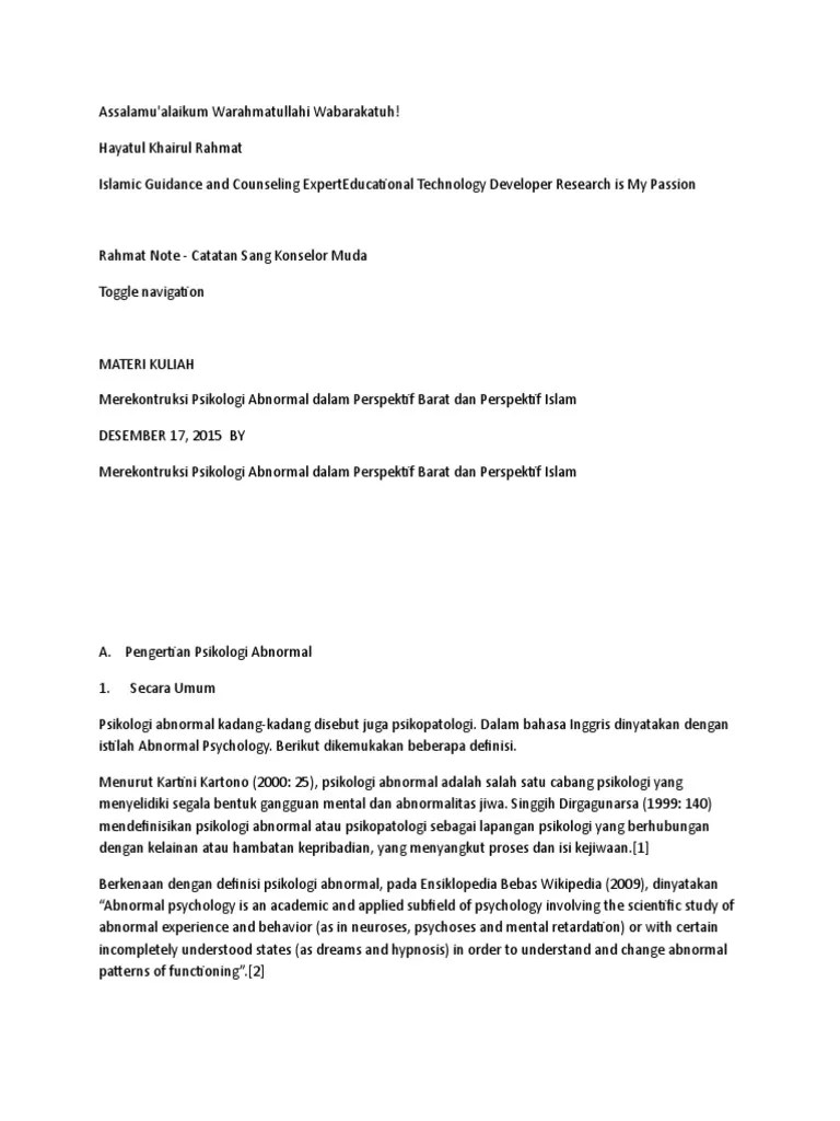 Psikopatologi Islam Vs Barat | PDF