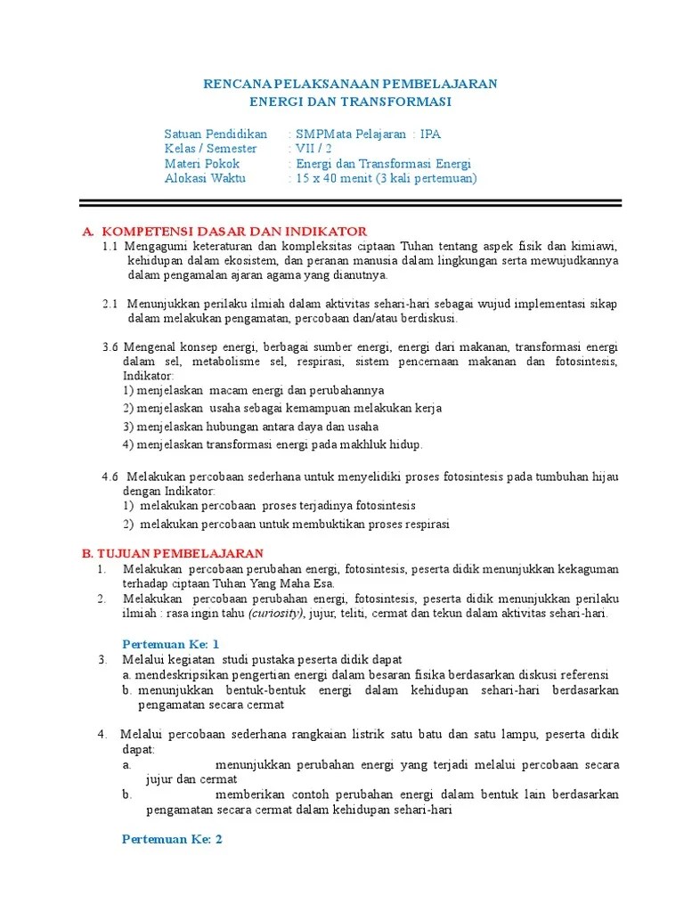 Dia mempercayai bahwa pada setiap langkah di dalam proses saat materi dari makanan . Rpp Vii Bab 6 Energi Dan Transformasi Energi Pdf