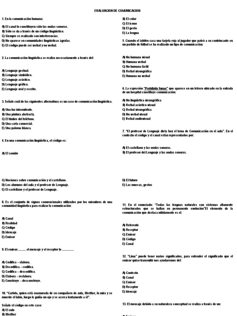 Evaluacion De Comunicacion | PDF | Comunicación | Cibernética