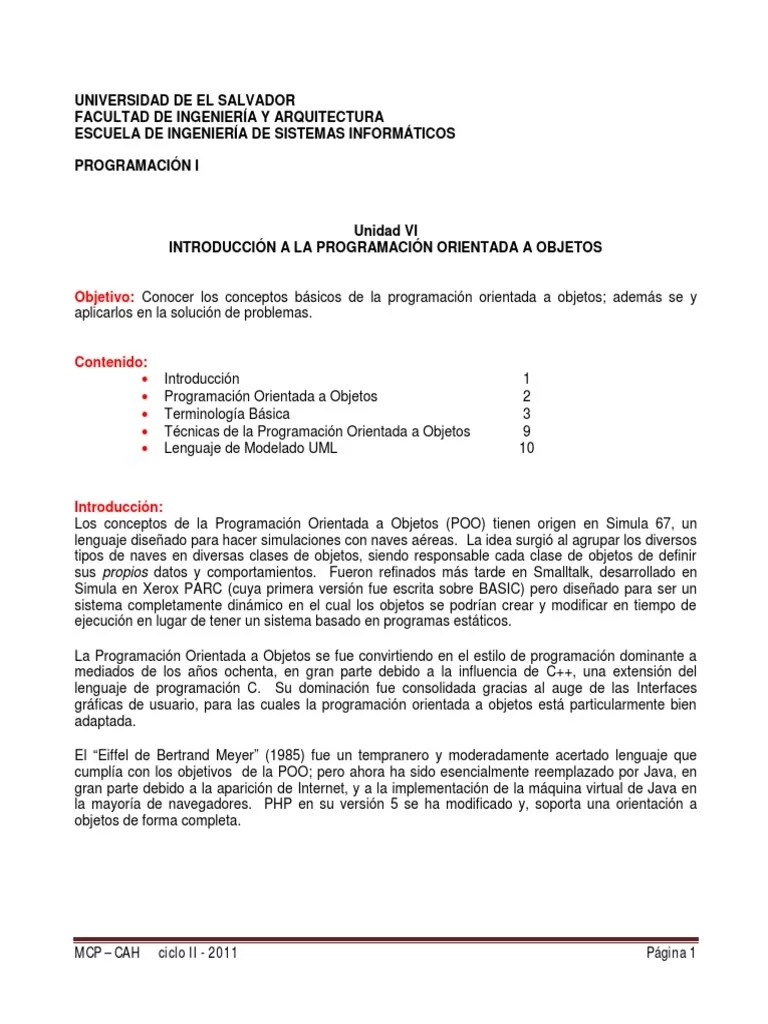 Programacion Orientada A Objetos | PDF | Programación Orientada A ...
