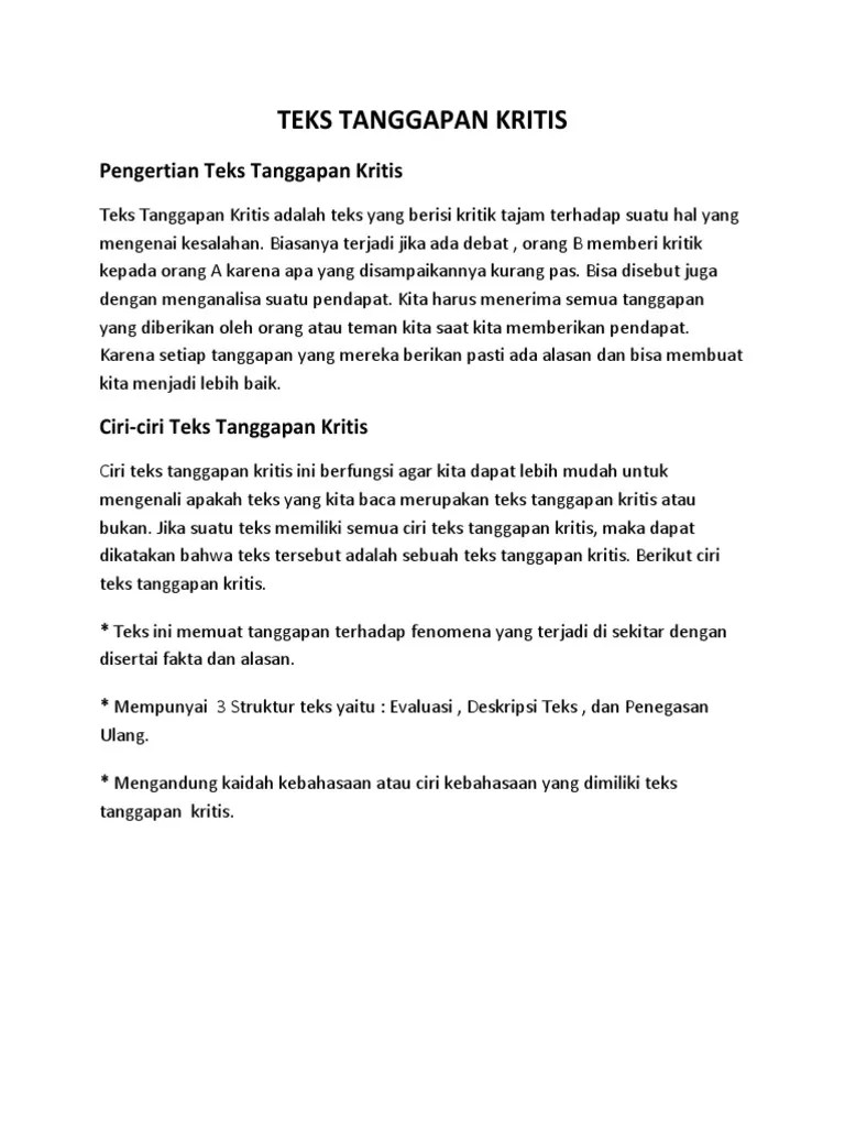 Contoh Teks Tanggapan Singkat Beserta Strukturnya Halaman All Kompas 