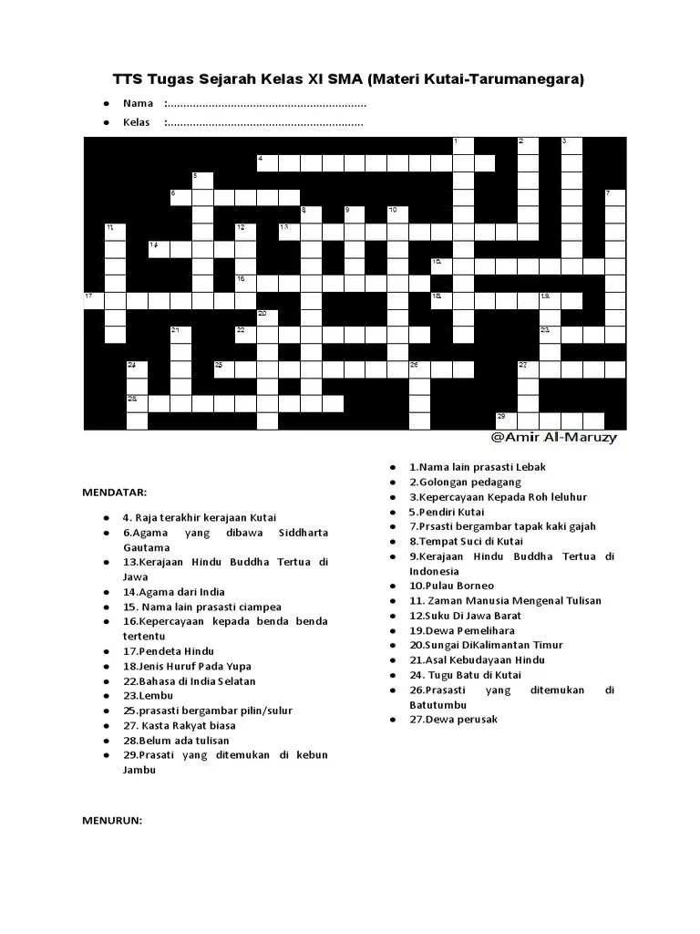 Kunci jawaban tts ini saya berikan untuk anda yang tidak begitu paham dengan soal yang diberikan game tts tersebut. Jawaban Tts Sejarah