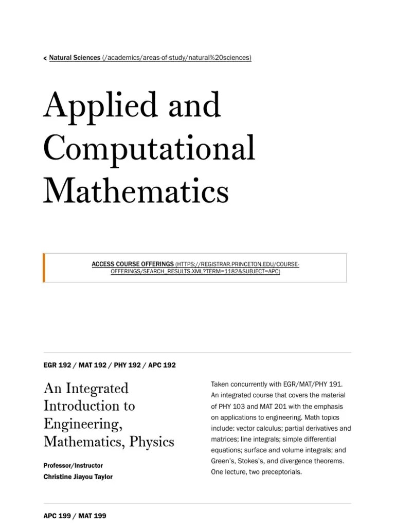 Applied And Computational Mathematics - Princeton University | Download ...