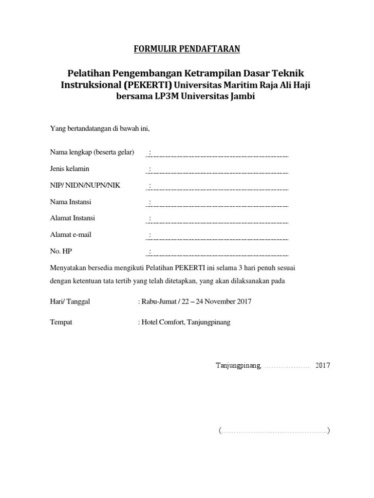Formulir Pendaftaran Pelatihan | PDF