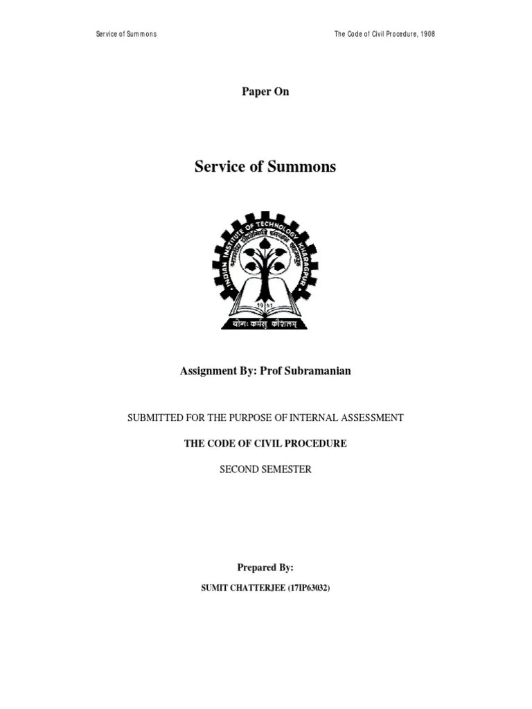 Service Of Summons | PDF | Summons | Service Of Process