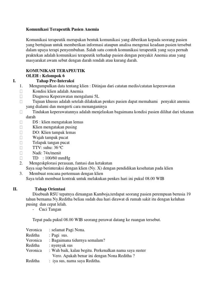 Hal ini menyebabkan banyak ahli komunikasi mengklasifikasikan komunikasi . Komunikasi Terapeutik Pasien Anemia Pdf