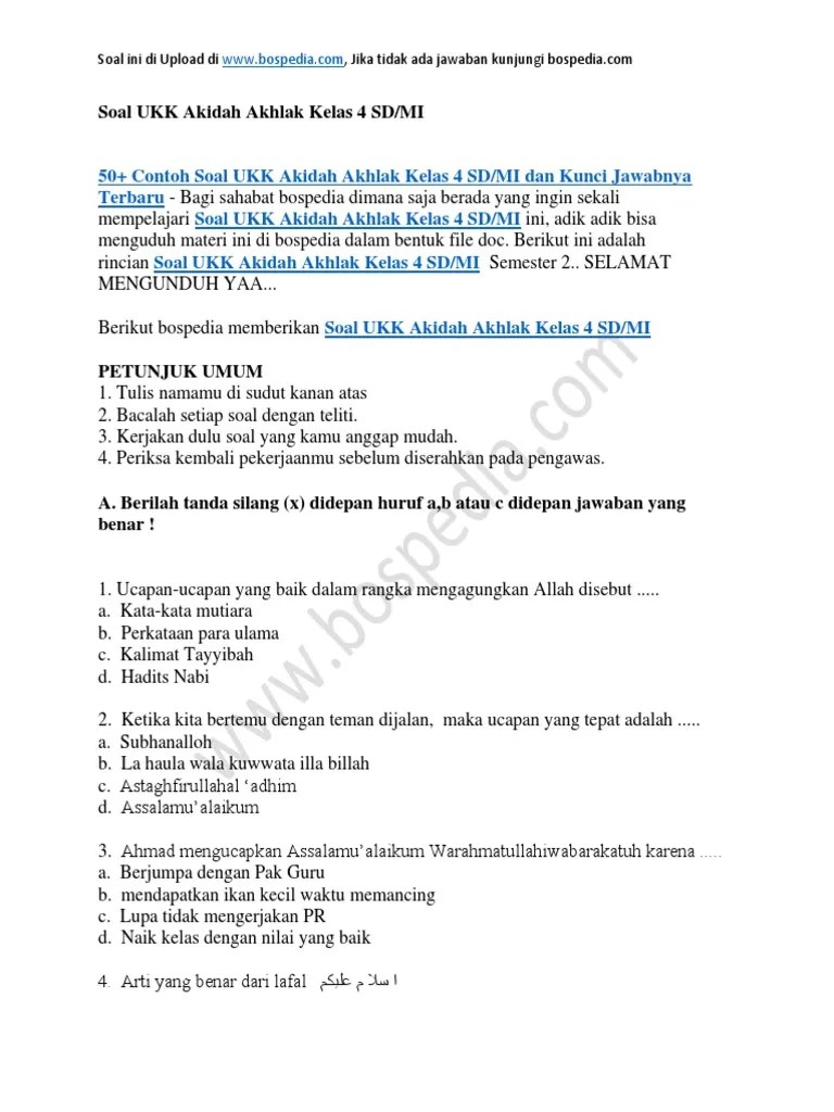 Prakarya dan kewirausahaan sma kelas 10; 50 Contoh Soal Ukk Akidah Akhlak Kelas 4 Sd Mi Dan Kunci Jawabnya Pdf