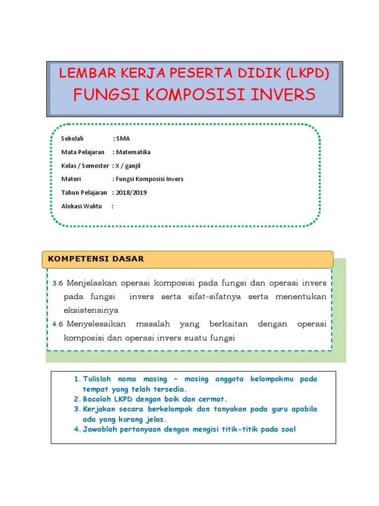 A b dan g : Lkpd Fungsi Komposisi Invers Pdf