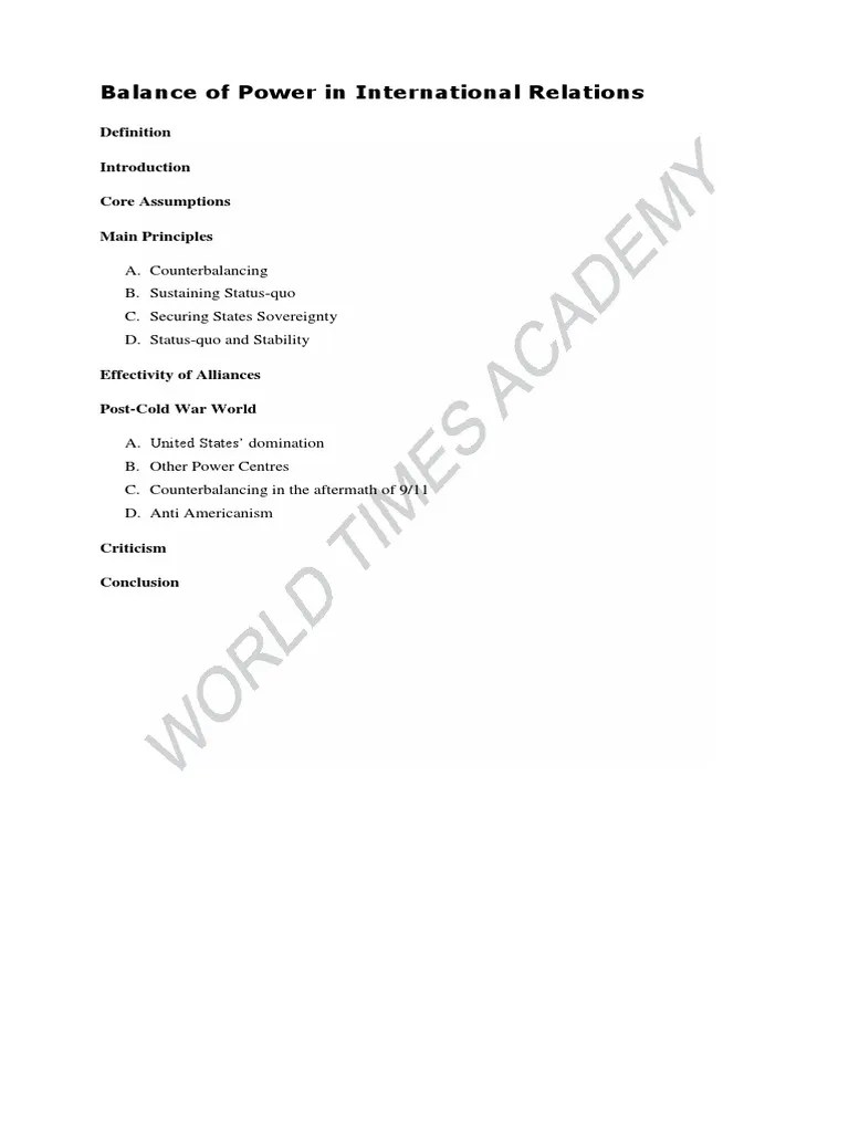 Balance Of Power | PDF | Great Power | International Relations