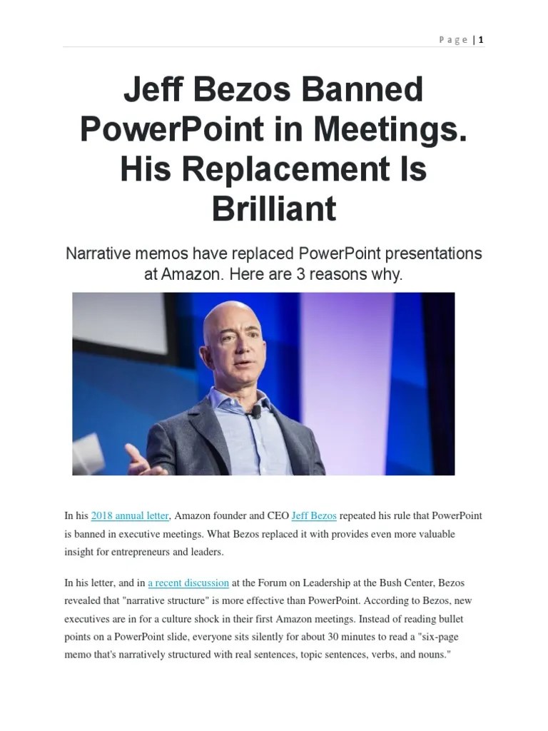 Jeff Bezos Banned PowerPoint In Meetings | Download Free PDF | Logos ...