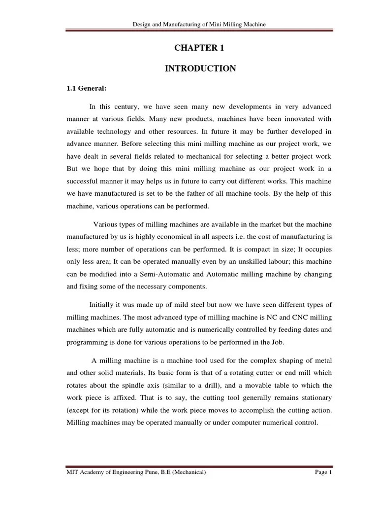 Design Of Mini Milling Machine | PDF | Ductility | Hardness