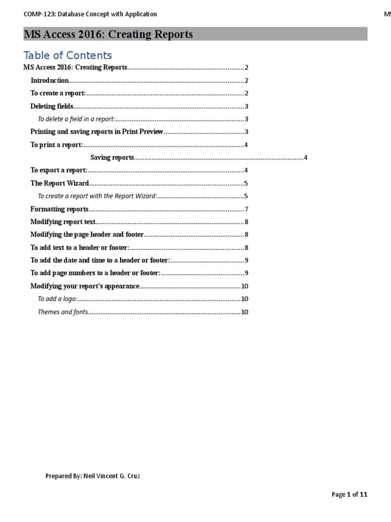 Creating Reports | PDF | Microsoft Access | File Format
