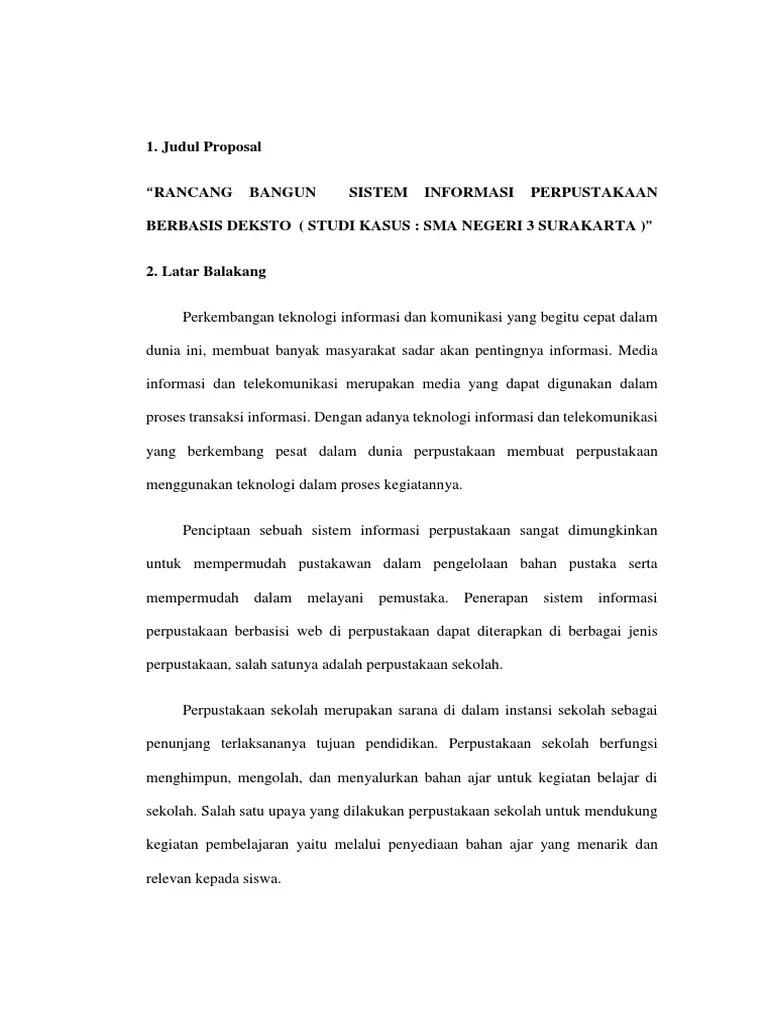 Proposal Sistem Informasi Perpustakaan Berbasis Web | PDF