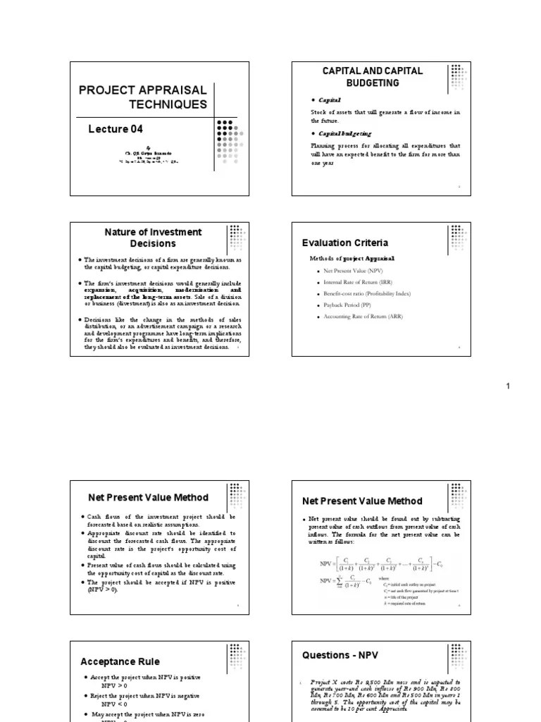 4 - Project Appraisal Techniques | PDF | Net Present Value | Internal Rate Of Return