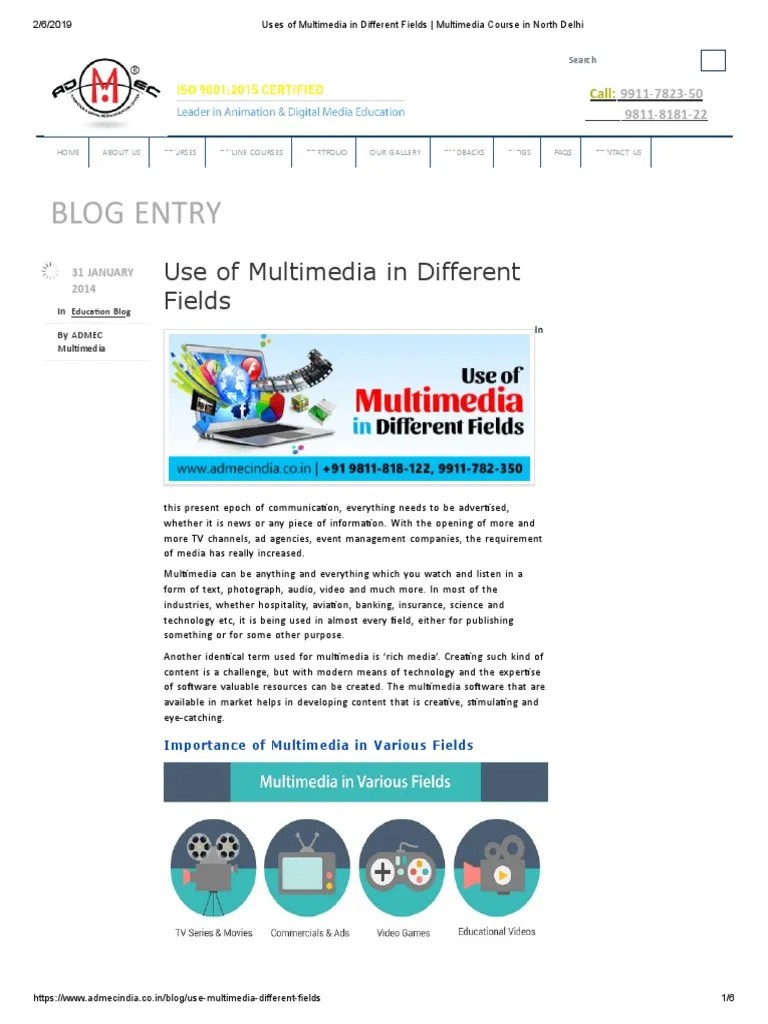 Uses Of Multimedia In Different Fields _ Multimedia Course In North Delhi | Advertising | Mass Media