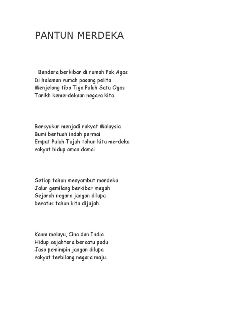 Syair buat teman pendek 4 bait mengharukan perpisahan teman sekolah anak sd smp sma rindu yang hilang dari. PANTUN MERDEKA 1