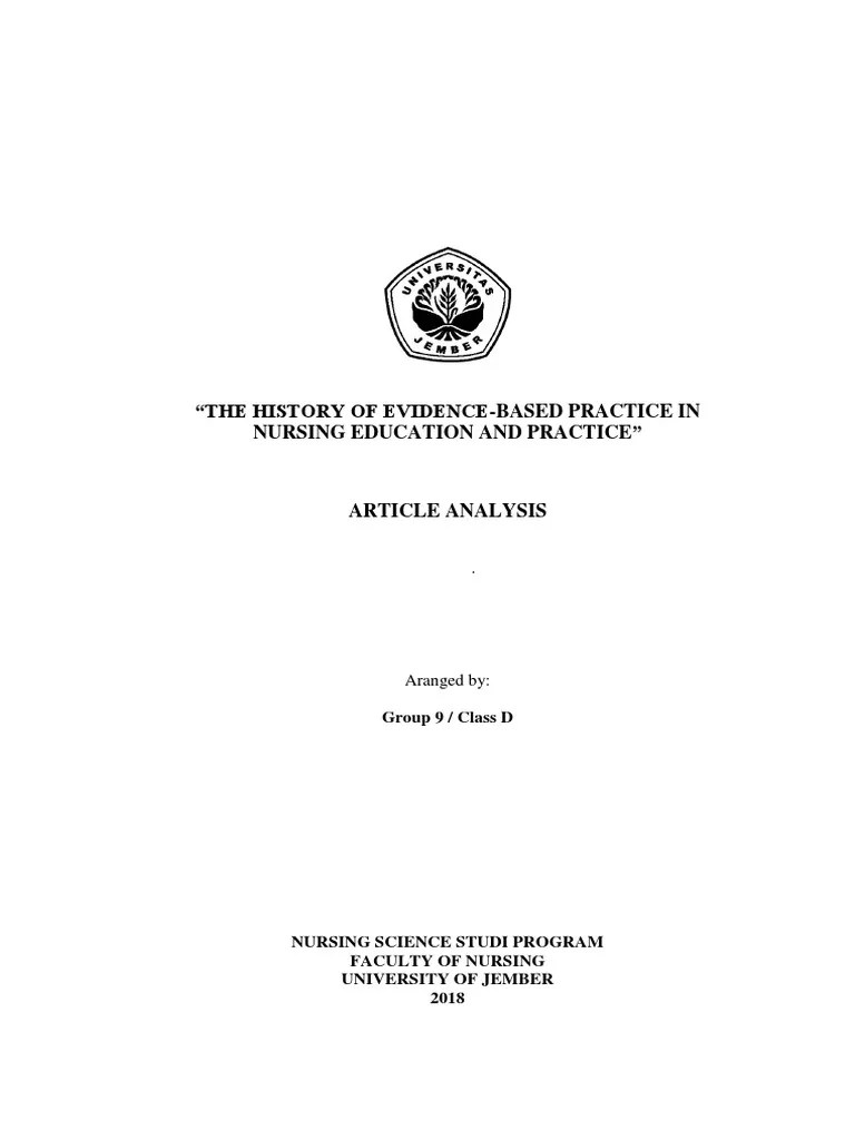 Analisa Jurnal Kelompok 9 (The History Of Evidence-Based Practice In Nursing Education And ...