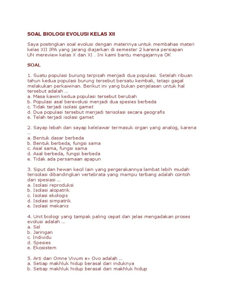 Contoh peristiwa mutasi pada makhluk hidup. Soal Biologi Evolusi Kelas Xii Pdf