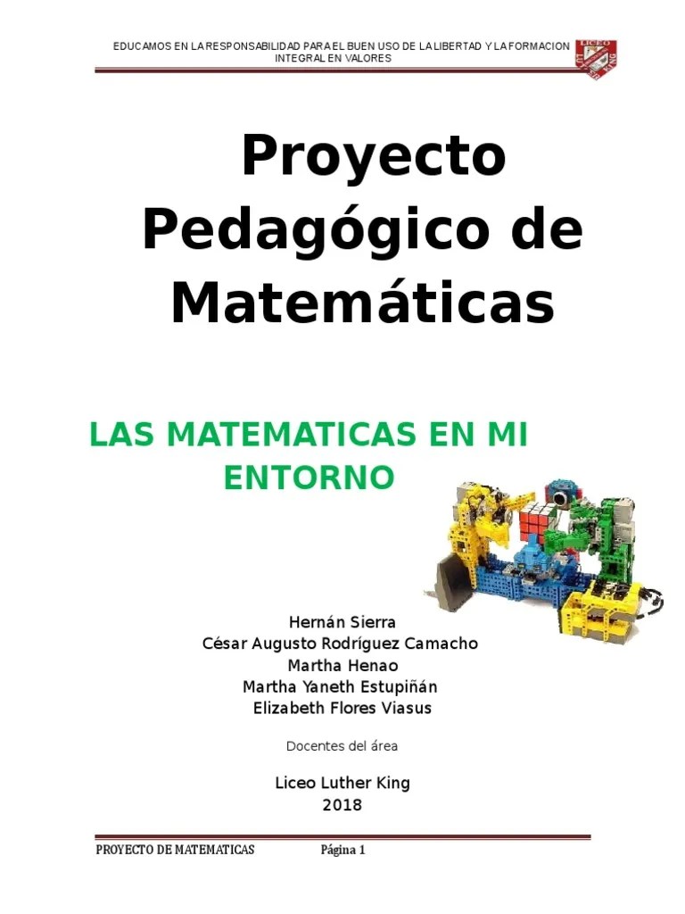 Proyecto Pedagogico - Matematicas 2018 | PDF | Educación Primaria | Enseñanza De Matemática