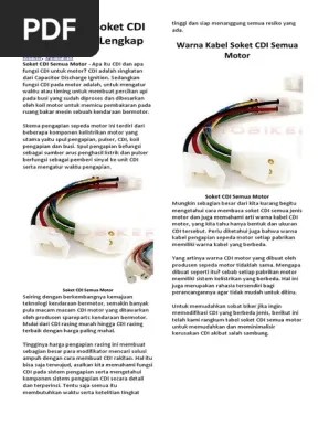 Jalur warna kabel untuk motor merek suzuki meliputi satria fu, shogun, smash, . Warna Kabel Soket Cdi Semua Motor Lengkap Pdf