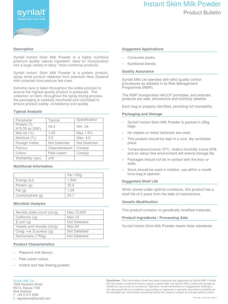 Instant skim milk powder overview