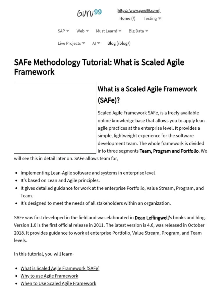 SAFe Methodology Tutorial - What Is Scaled Agile Framework | PDF ...