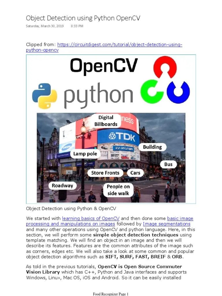 Object Detection Using Python OpenCV | PDF | Imaging | Image Processing