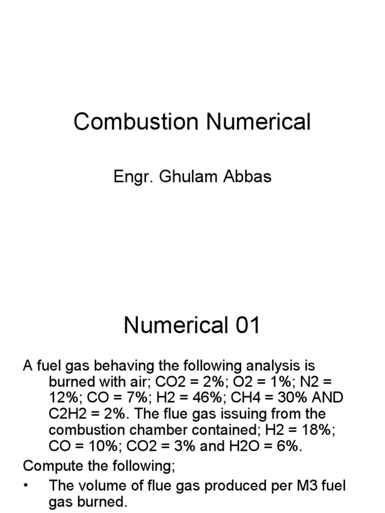 Combustion Numerical: Engr. Ghulam Abbas | Download Free PDF ...