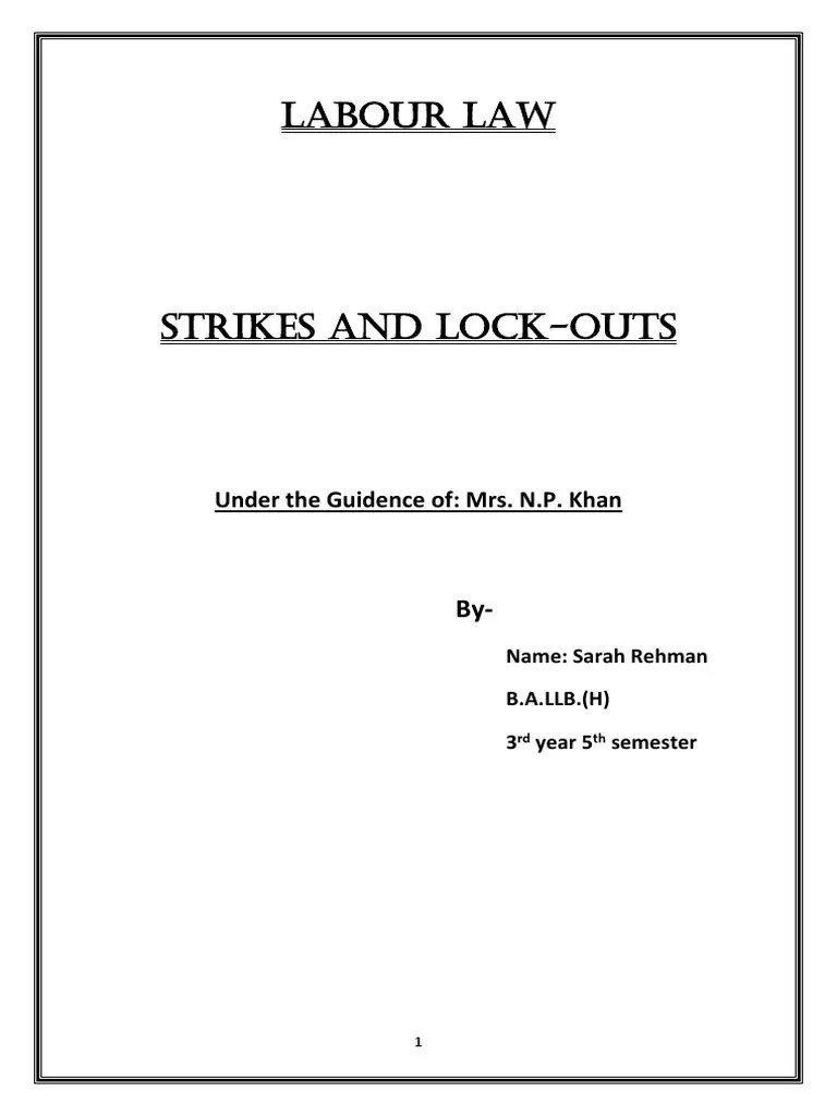 Labour Law - Strikes And Lockouts | PDF | Lockout (Industry) | Strike ...