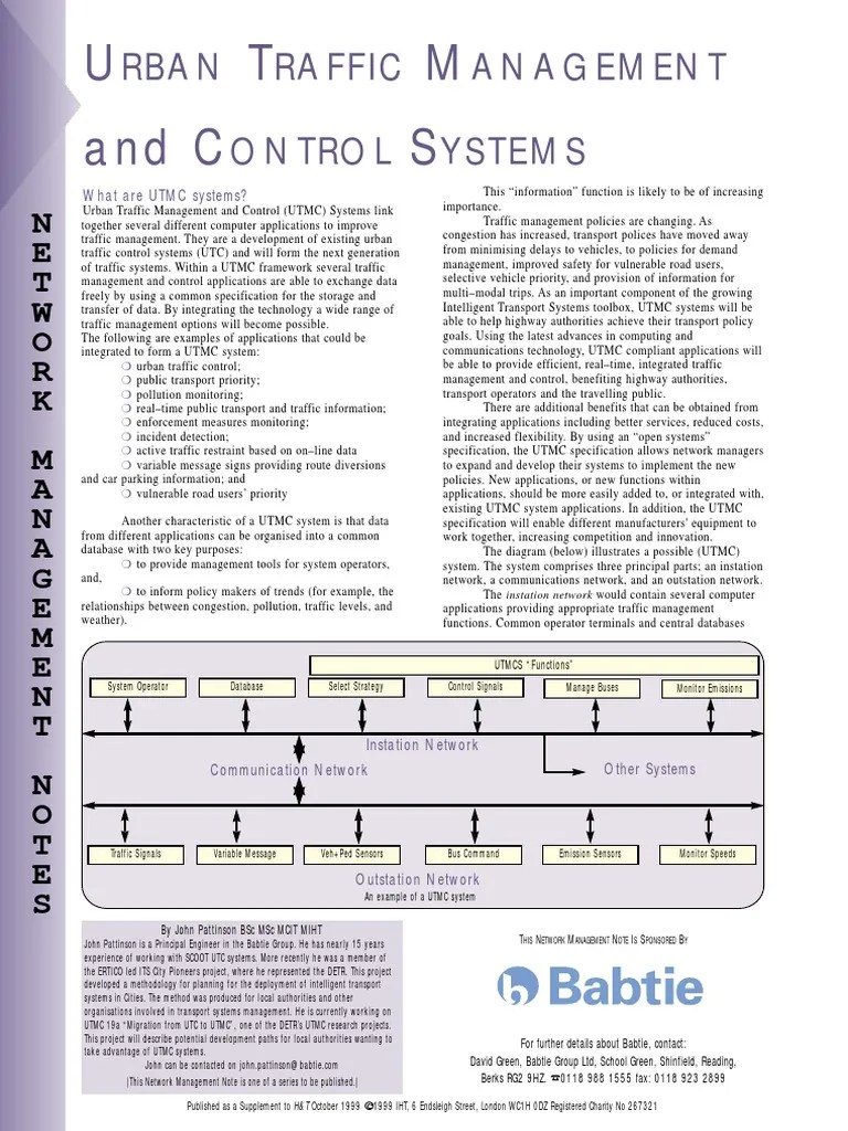 Urban Traffic Management And Control Systems | PDF | Traffic | Computer ...