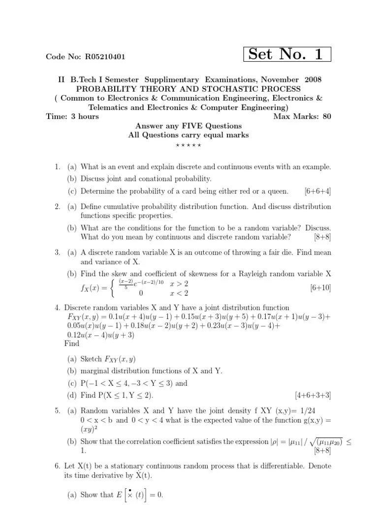 Probability Theory And Stochastic Process | PDF | Probability ...