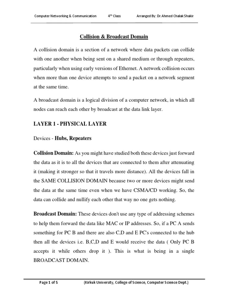 Collision And Broadcast Domains | PDF | Network Switch | Computer Network