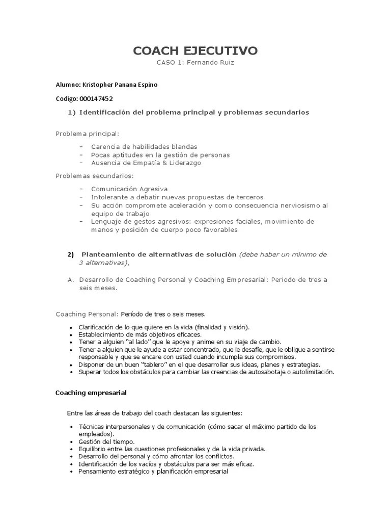 Solucion Caso Coach Ejecutivo | PDF | Comunicación | Sicología