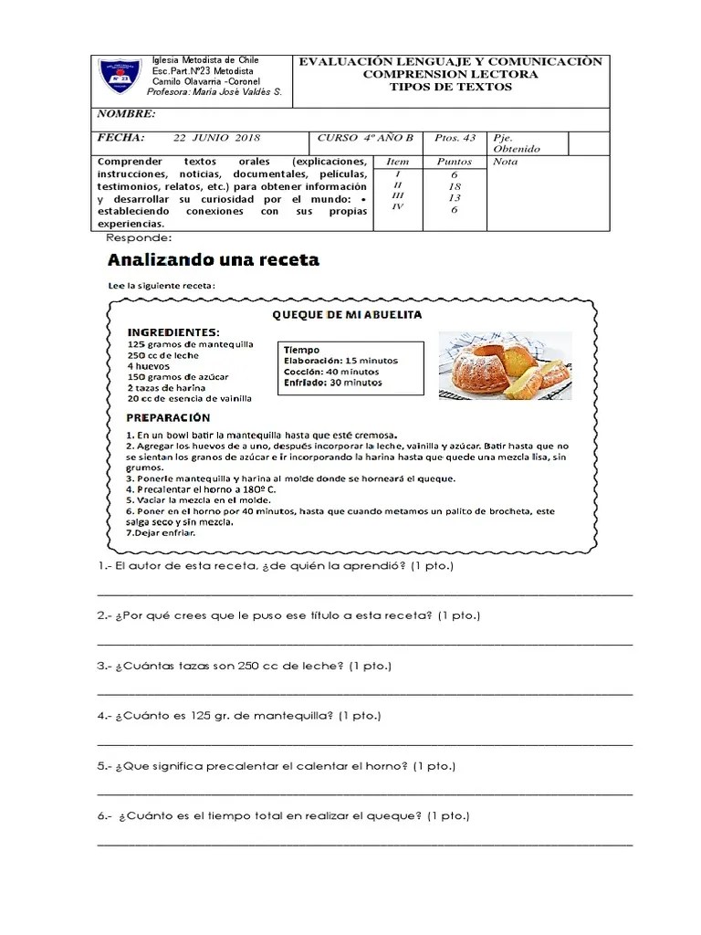 Evaluacion Comprension Lectora | PDF