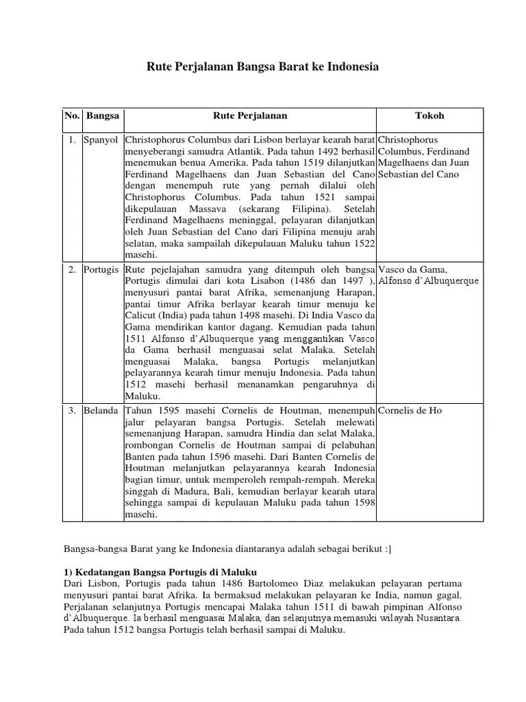 Rute Perjalanan Bangsa Barat Ke Indonesia | PDF