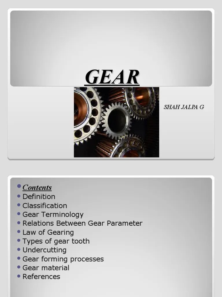 An In-Depth Look At Gears: Their Definitions, Classifications, Terminology, And More | PDF ...