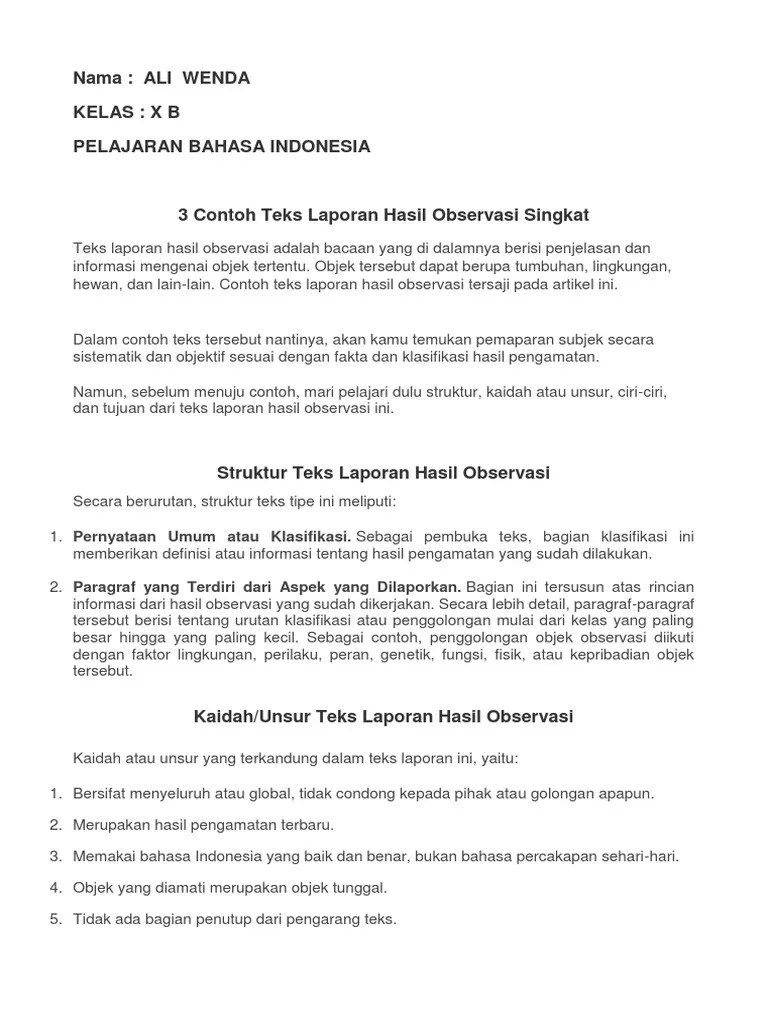 Contoh Laporan Hasil Pengamatan Dunia Sosial Cute766