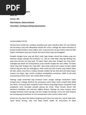 Dengan materi olahraga yang disematkan dalam contoh pidato olahrga aini . Teks Pidato Pentingnya Olahraga Bagi Kesehatan Pdf