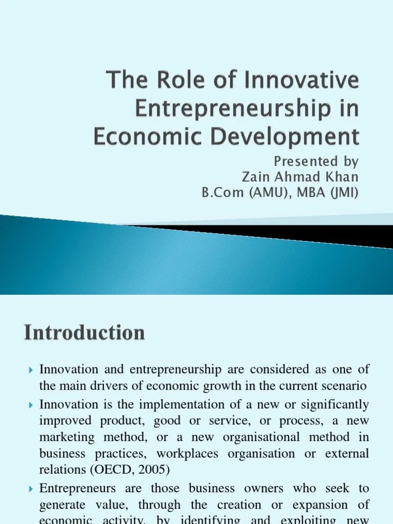 The Role Of Innovative Entrepreneurship In Economic Development | PDF ...