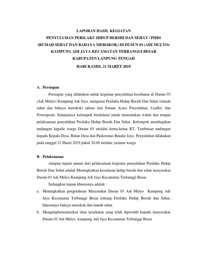 Laporan Hasil Kegiatan Penyuluhan PHBS | PDF