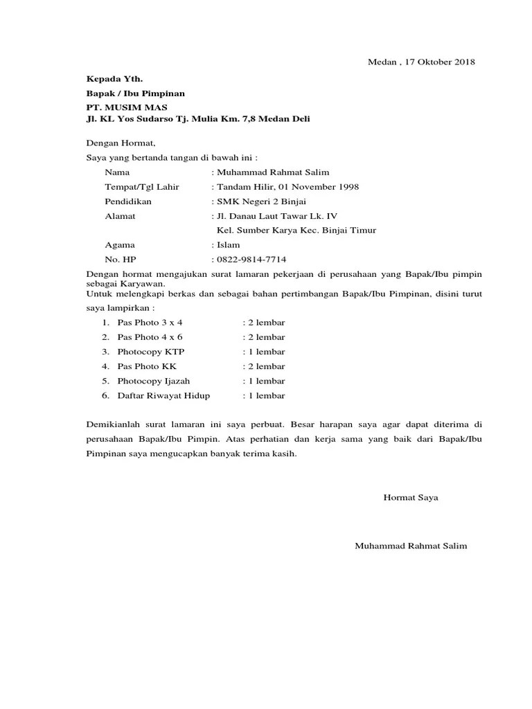 Oleochem and soap industri di medan maret 2015; Contoh Surat Lamaran Kerja Pt Musim Mas Sitinorsyuhadahaizad