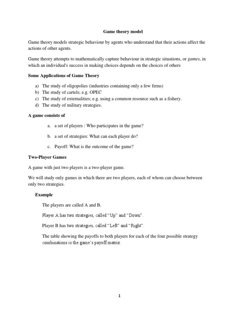 Game Theory Model | Download Free PDF | Maxima And Minima | Game Theory