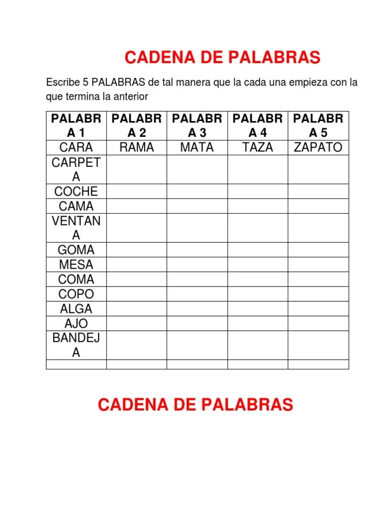 We've gathered easy strategies to keep tension from taking over. Actividades Lectoescritura Cadena De Palabras Pdf