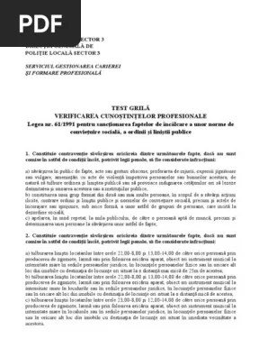 61/1991, stabilind o amendă în valoare de 200 lei, întrucât a provocat și participat la scandal în incinta adăpostului de noapte pentru persoane defavorizate, amenajat în incita băii publice. Grila Legea 61 1991 Pdf
