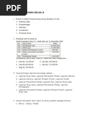 Latihan soal akuntansi dasar kelas 10. Soal Akuntansi Kelas X Pdf