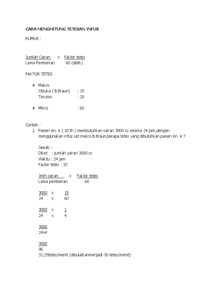 Cara Menghitung Tetesan Infus | PDF